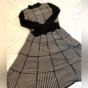 And Couture Patterned Sweater Skirt Set Size M